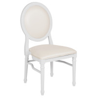 Flash Furniture LE-W-W-MON-GG HERCULES Series 900 lb. Capacity King Louis Chair with White Vinyl Back and Seat and White Frame